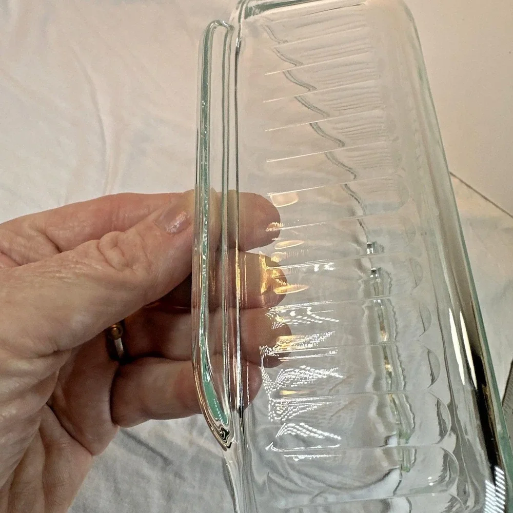 Vintage Clear Ribbed PYREX #222 Glass Baking Dish Cake Pan 2 qt EVC